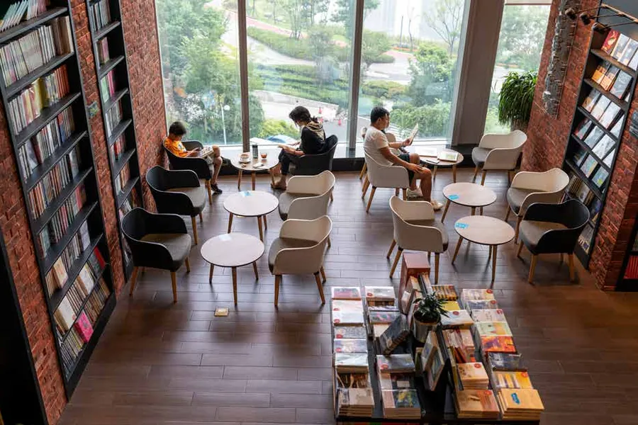 Library with coffee station
