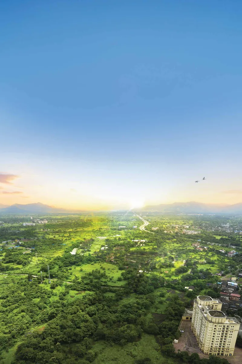 Sunrise aerial view over Hiranandani Fortune City, Panvel
